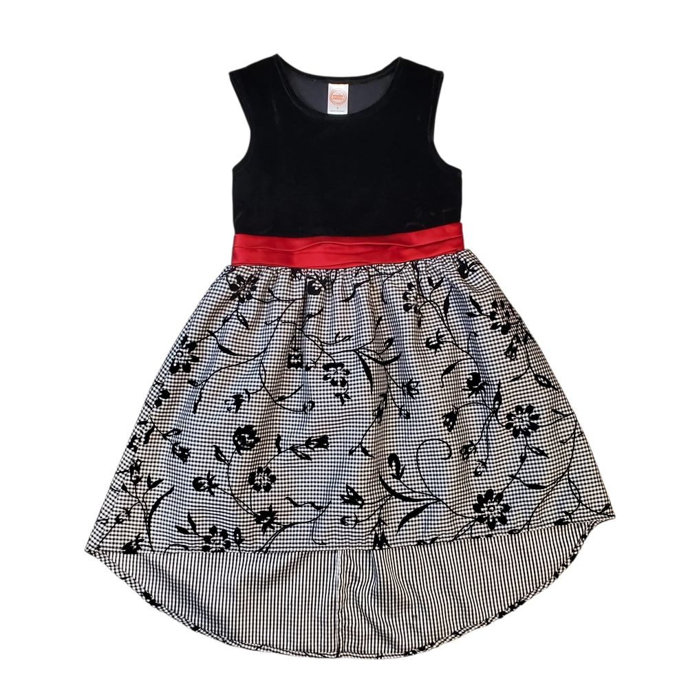 Wonder Nation Dress Girls 8 Black Velvet Floral High-Low Tulle Lined